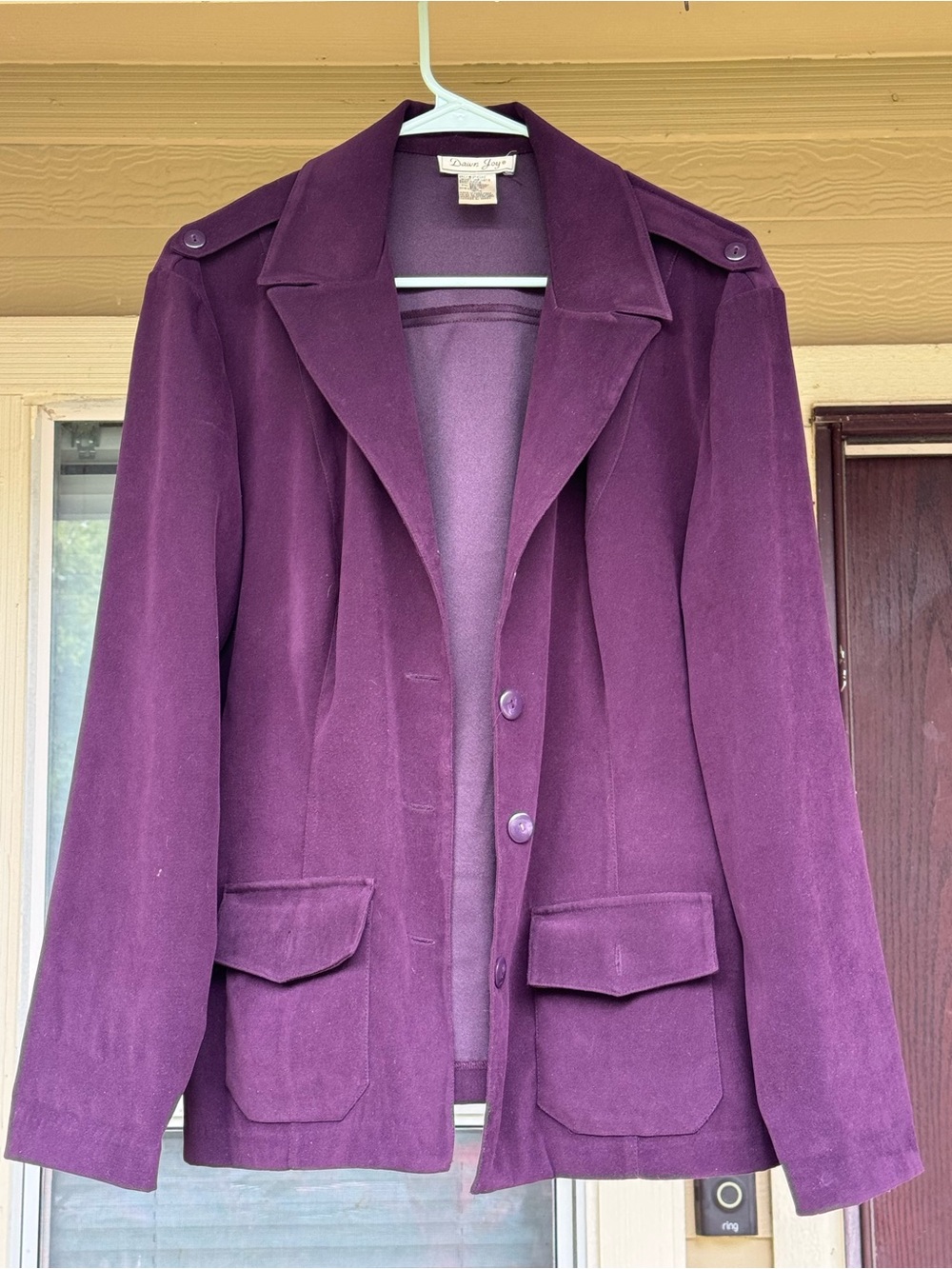 Women Layer Coat 90s Dress Office Suit Blazer Vintage Purple Suede Blazer Jacket